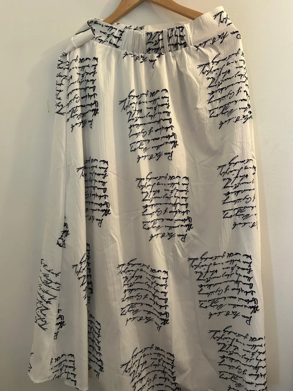 White Script Print Button-Front Maxi Skirt with lining - Picture 8 of 8